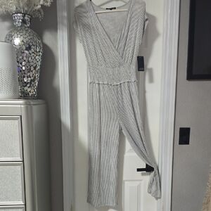 Caution To The Wind Asymmetrical Striped Dress in Gray